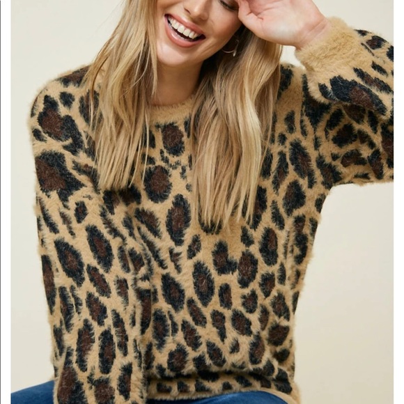 Hayden Sweaters - Women's Leopard Mohair Sweater size S NWT!!